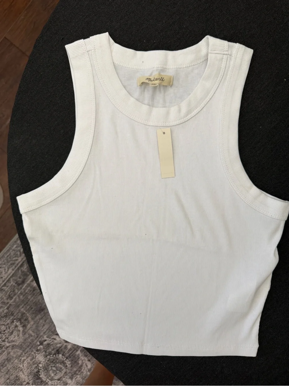 Madewell White Ribbed Cropped Tank